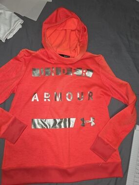 Under Armour Kids Bright Red Hoodie with Metallic Logo
